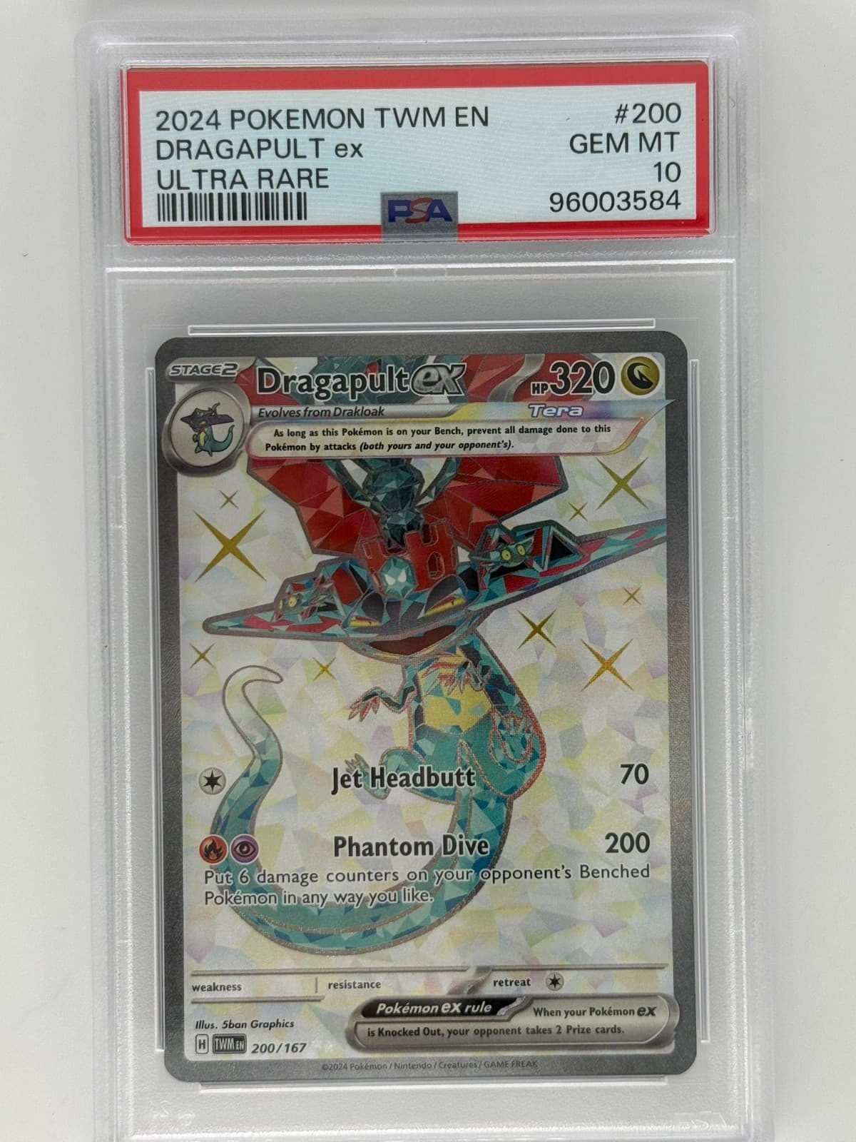 2024 Pokémon Dragapult ex #200 Twilight Masquerade Holo PSA 10