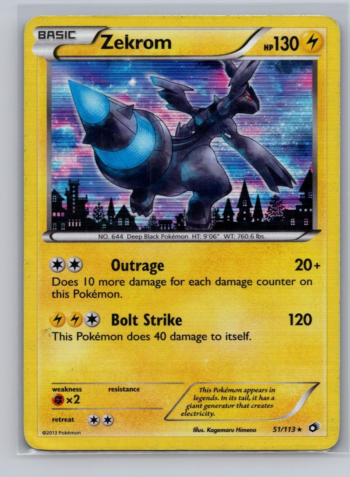 Zekrom 51/113 Holo Rare Legendary Treasures Pokemon Moderately Played