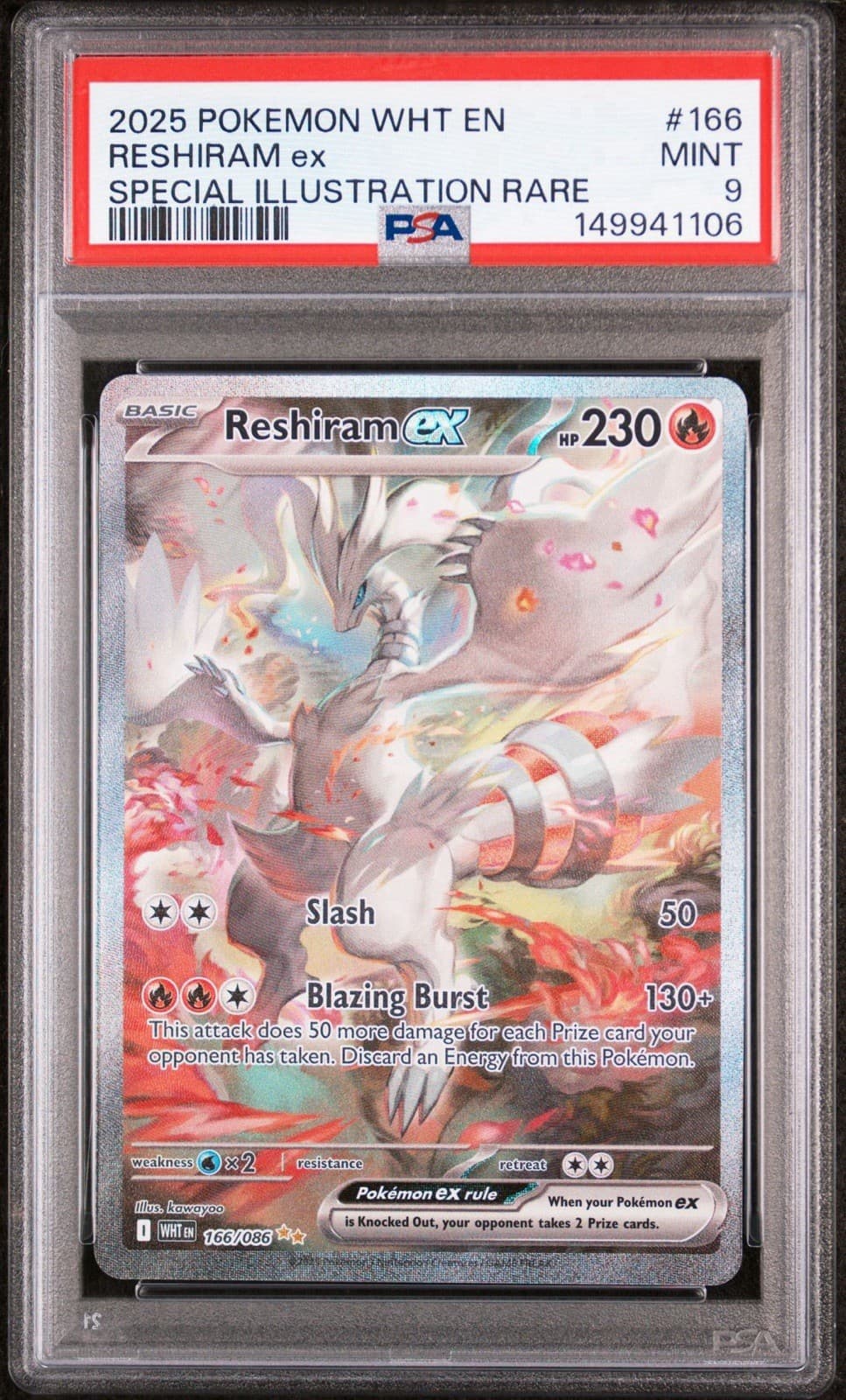 The Pokemon Company Reshiram ex SIR Holo PSA 9 EN 2025 White Flare 166/086