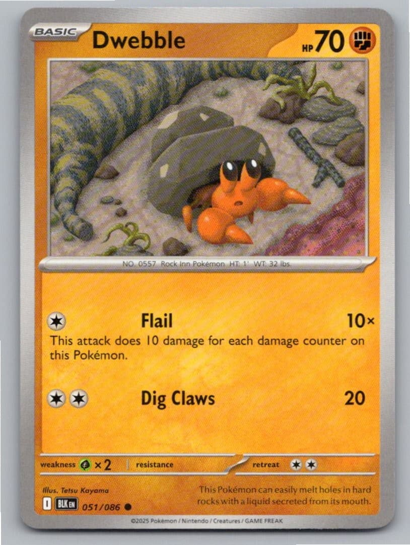 2025 POKEMON DWEBBLE BLACK BOLT 051/086 COMMON NM A53323 FREE S&H