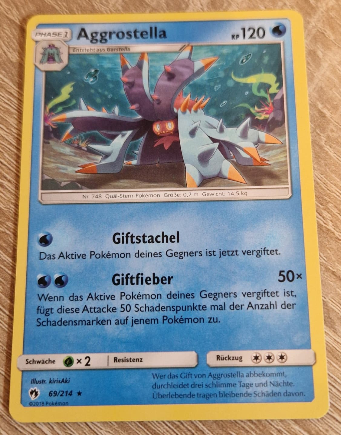 Pokemon Karte - Aggrostella - 2018 Echo des Donners 69/214 - Near Mint