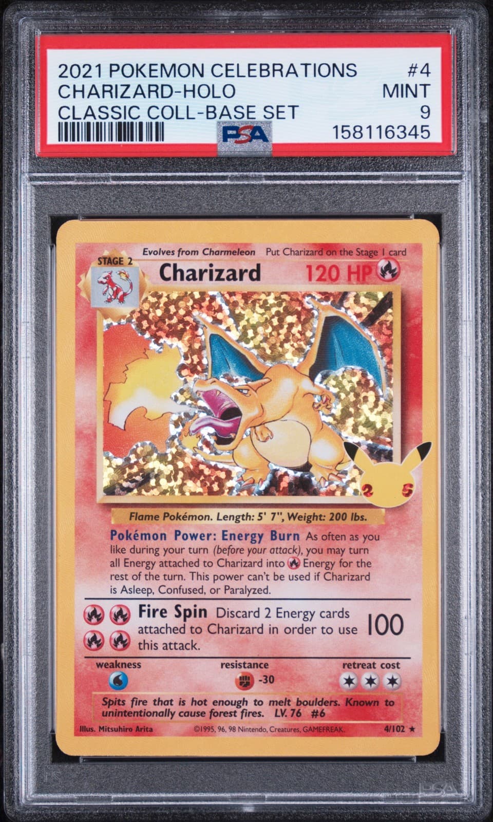 2021 POKEMON CELEBRATIONS CLASSIC COLLECTION #4 CHARIZARD-HOLO PSA 9