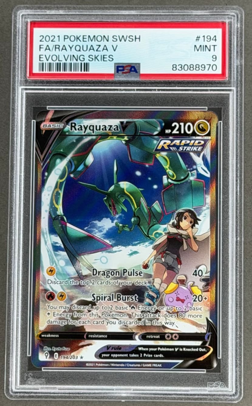 Pokemon 2021 SWSH Evolving Skies Rayquaza V #194/203 PSA 9 MINT