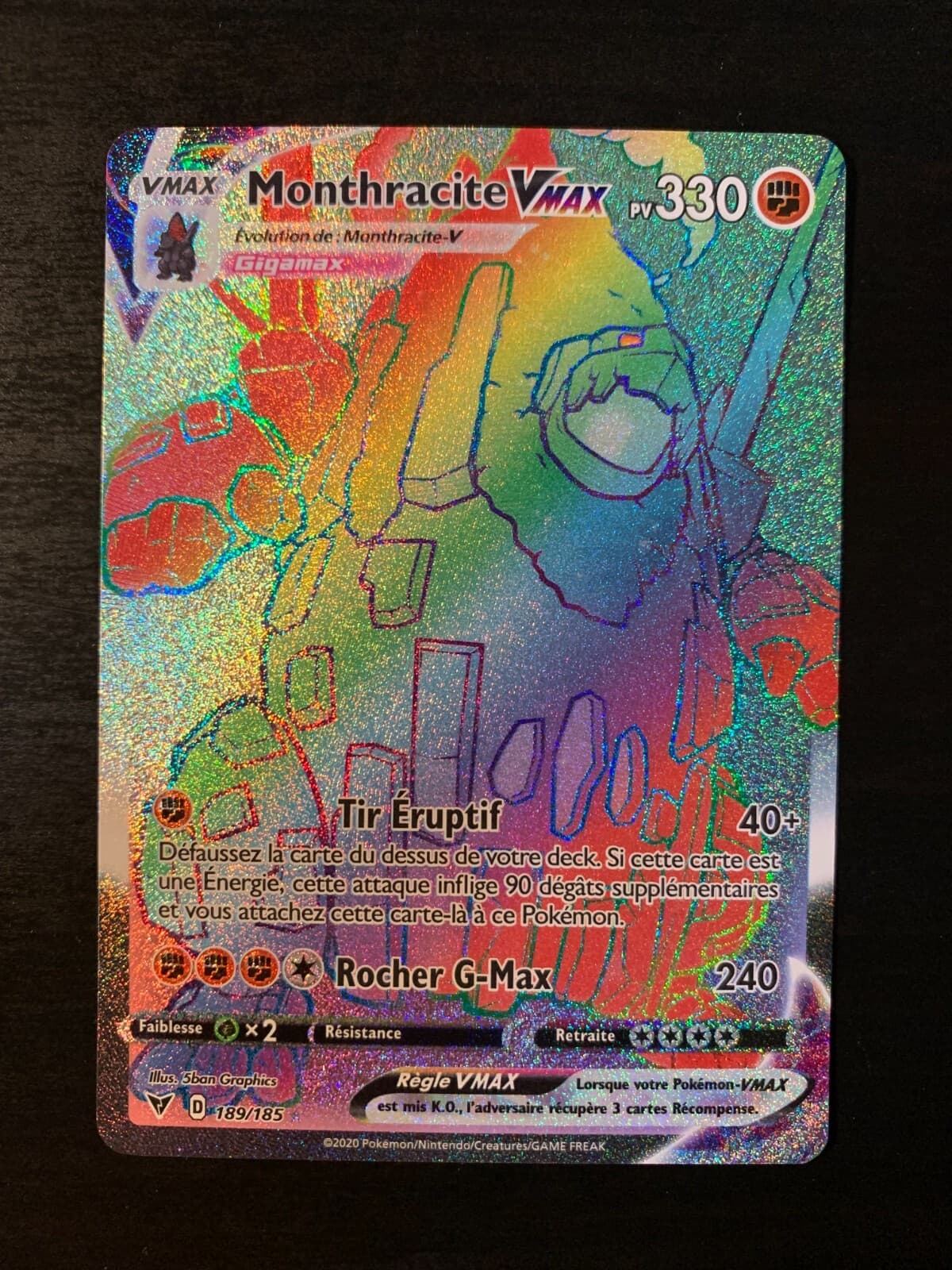 Carte Pokémon Monthracite Vmax 189/185 EB04 Épée Bouclier Voltage Eclatant NEUF