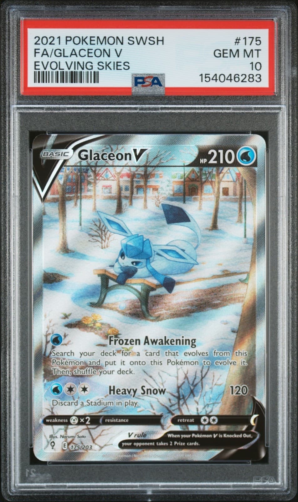 2021 POKEMON SWORD & SHIELD EVOLVING SKIES #175 FULL ART/GLACEON V PSA 10