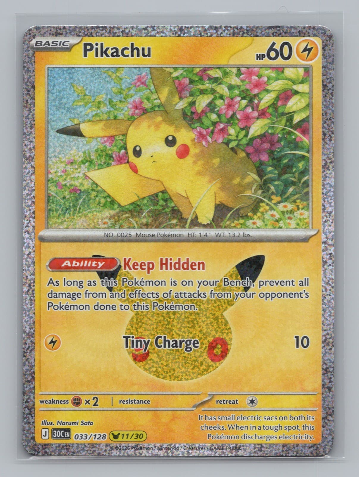 Pikachu 033/128 ME: 30th Celebration NM Pokemon TCG Pikachu Rare
