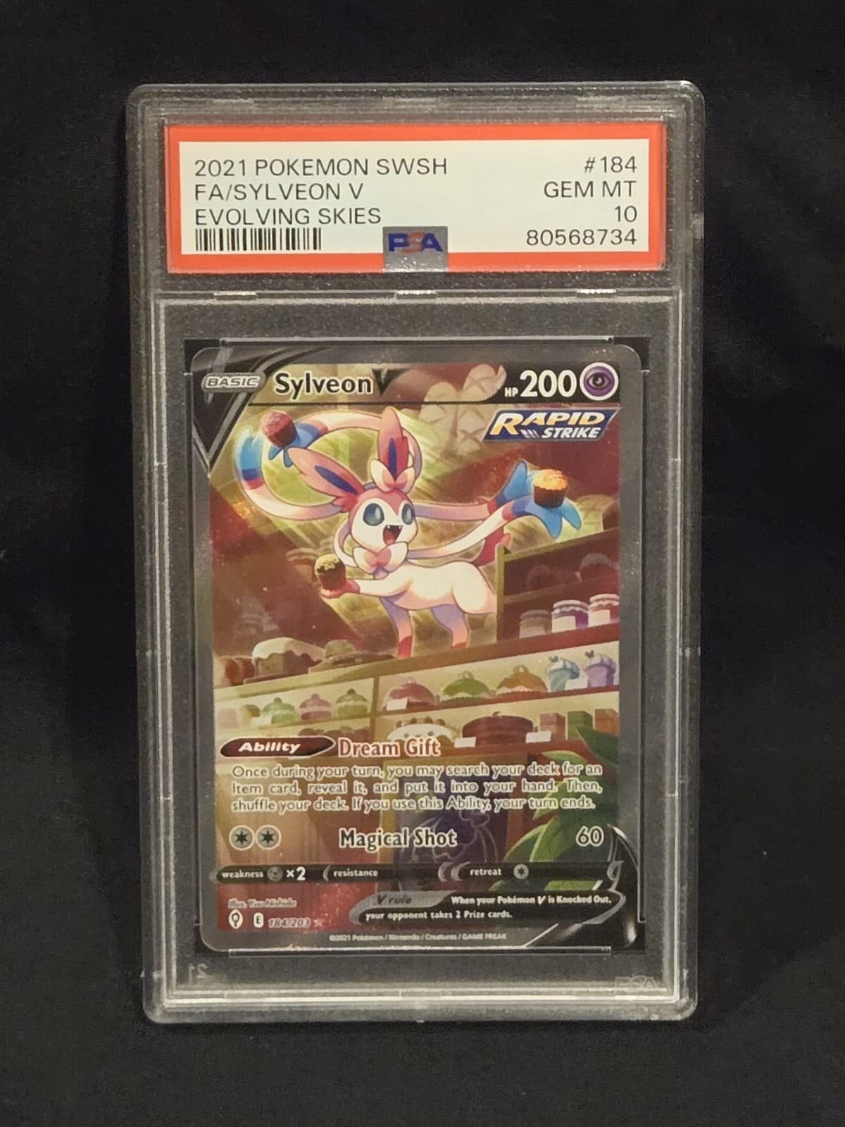 PSA 10 Sylveon V (Alternate Full Art) 184/203 SWSH07: Evolving Skies Holo