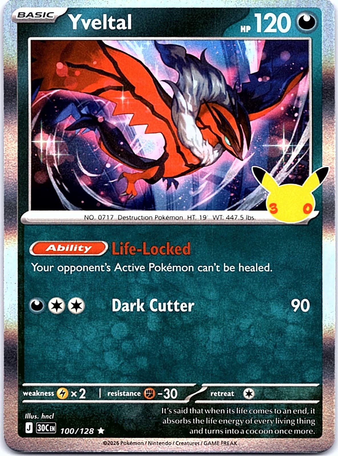 Yveltal Holo Rare ME: 30th Celebration 100/128 NM ((Pokemon))