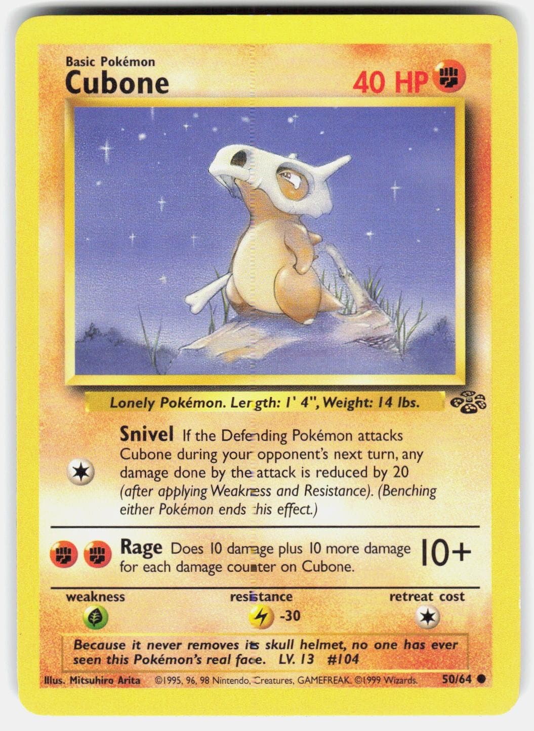 CUBONE 50/64 COMMON JUNGLE POKEMON UNLIMITED HP