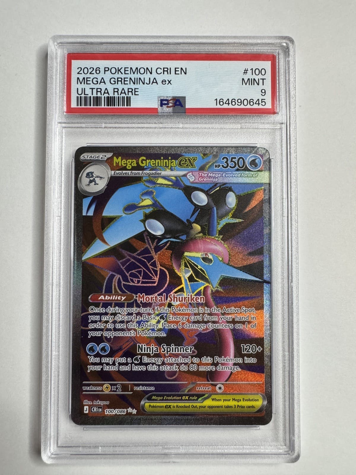 Mega Greninja ex 2026 Pokemon Evolution Chaos Rising #100 Ultra Rare PSA 10