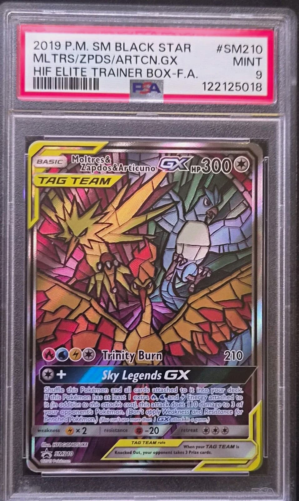 PSA 9 2019 Pokemon Moltres & Zapdos & Articuno GX SM Black Star SM210 EN