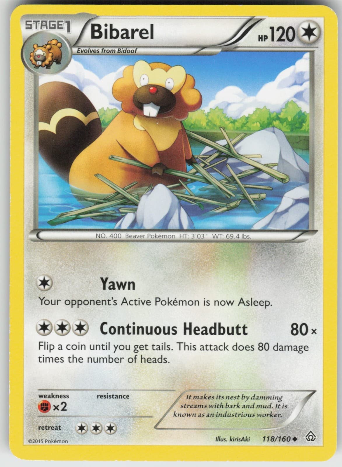 Bibarel 118/160 XY - Primal Clash Pokemon Lightly Played LP