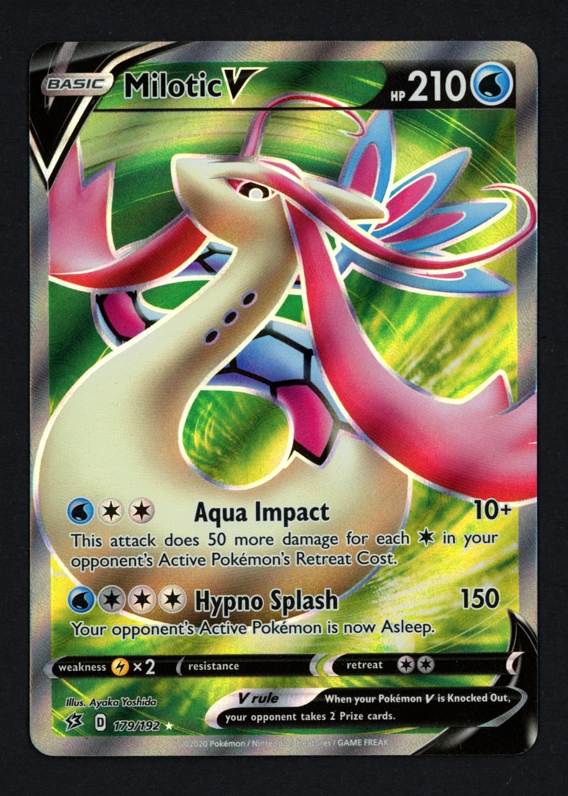 Milotic V 179/192 SWSH02: Rebel Clash Holofoil Full Art Ultra Rare Pokemon TCG