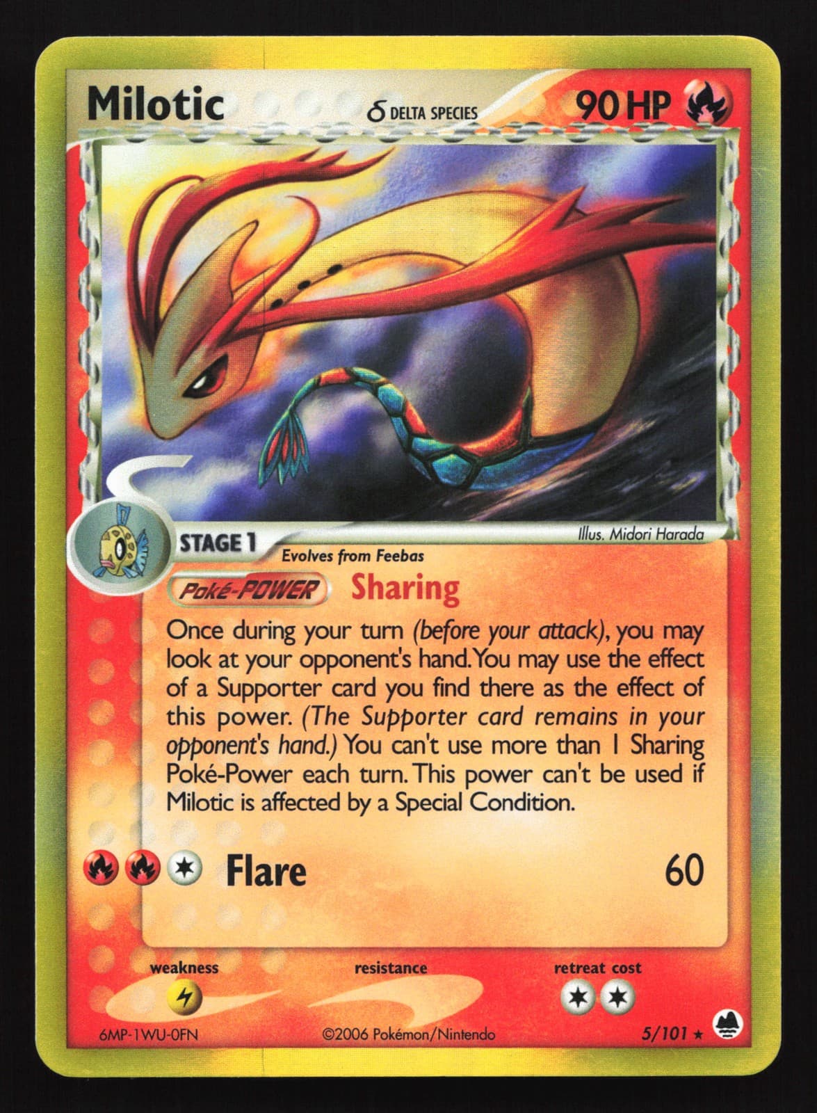 Milotic (Delta Species) 5/101 Dragon Frontiers Holo Rare Pokemon Card