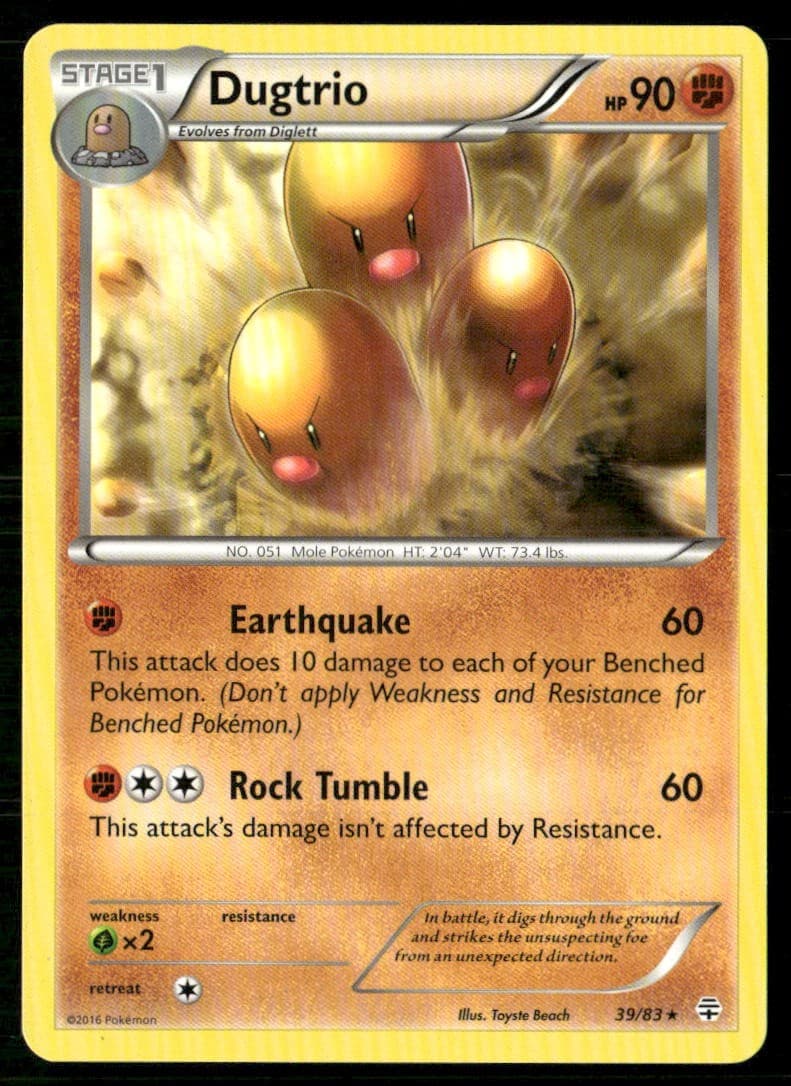Dugtrio 39/83 Rare Generations Pokemon Lightly Played