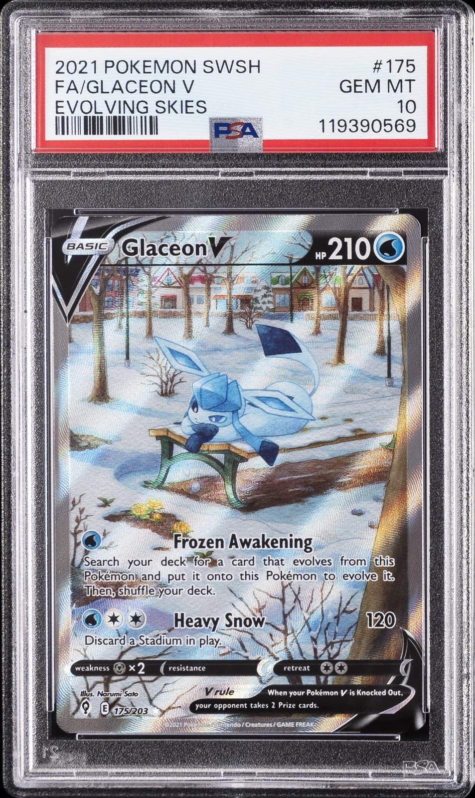 2021 POKEMON SWORD & SHIELD EVOLVING SKIES #175 FULL ART/GLACEON V PSA 10