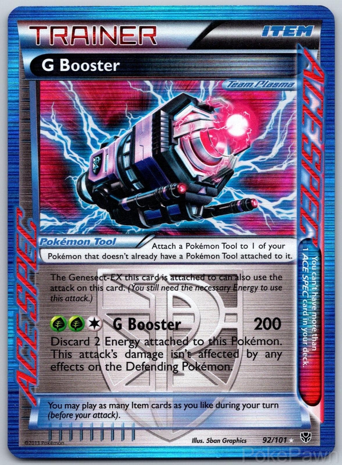 G Booster 92/101 ACE Spec Rare Plasma Blast Pokemon Holo Lightly Played