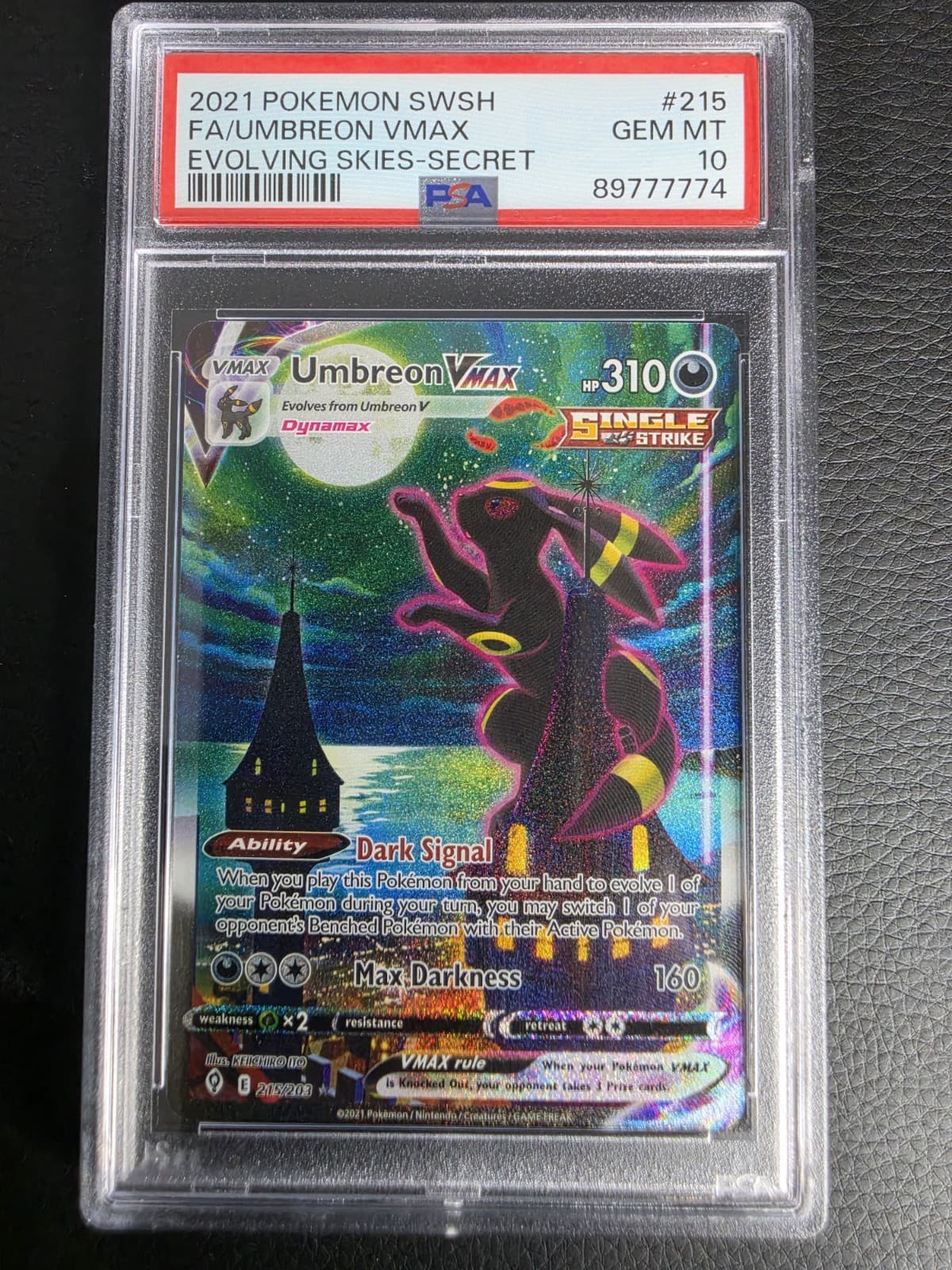Pokemon Umbreon VMAX Evolving Skies Secret Full Alt Art #215 PSA 10 Gem Mint