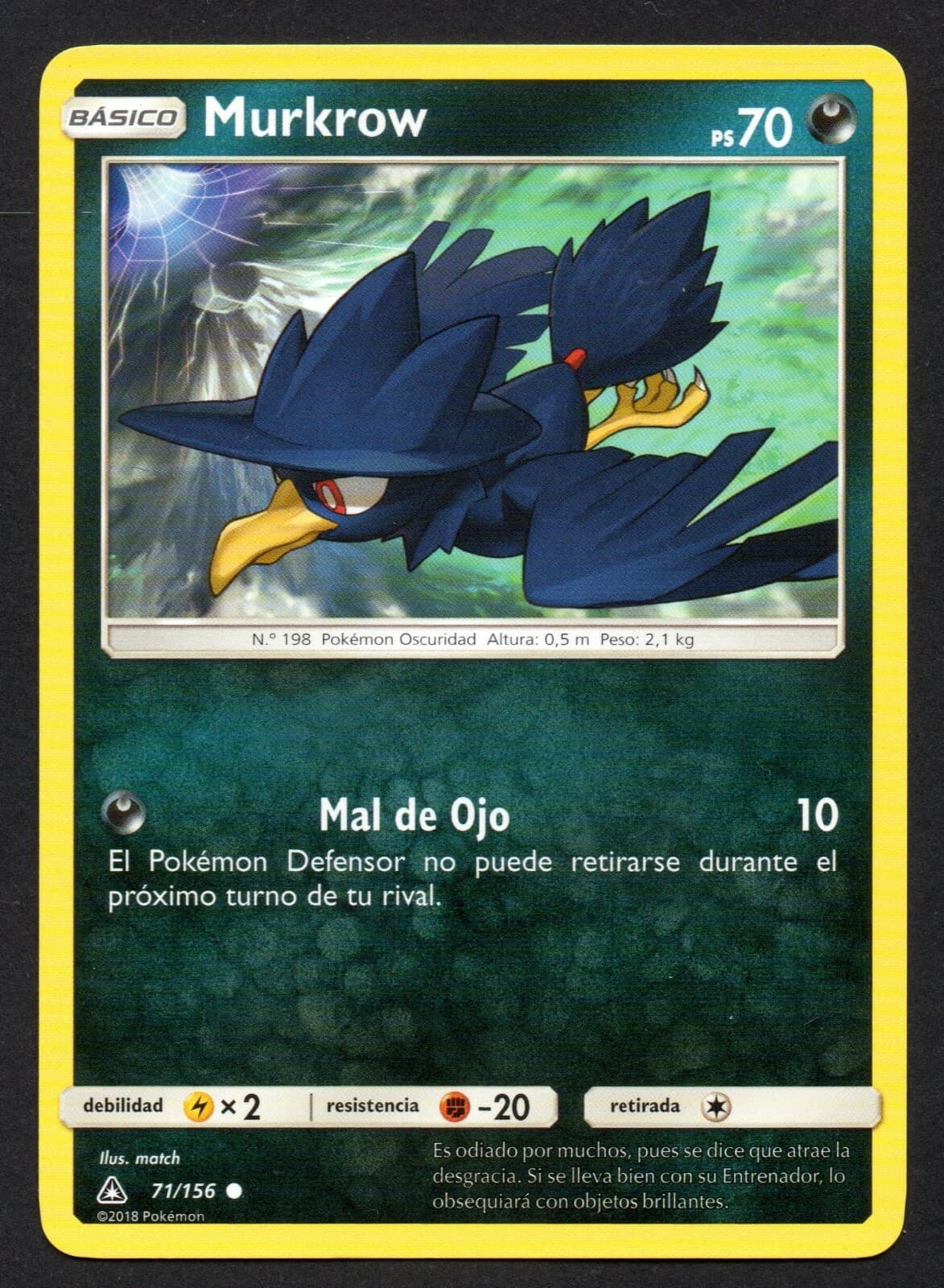 MURKROW 71/156 ULTRA PRISMA SOL Y LUNA CROMO POKEMON ULTRAPRISMA 2018 TCG