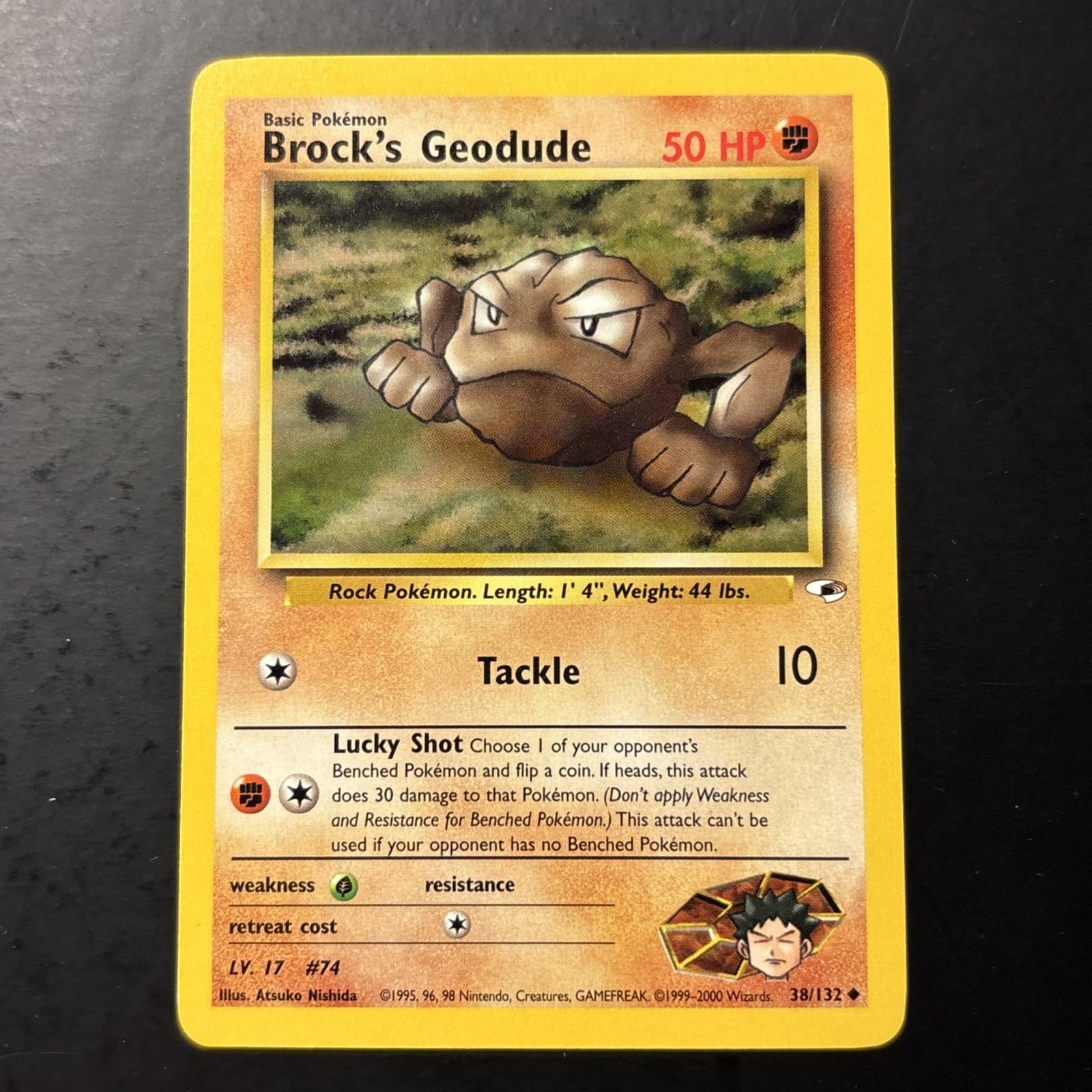 Brock's Geodude 38/132 Uncommon Gym Heroes Pokemon Unlimited Lightly Played
