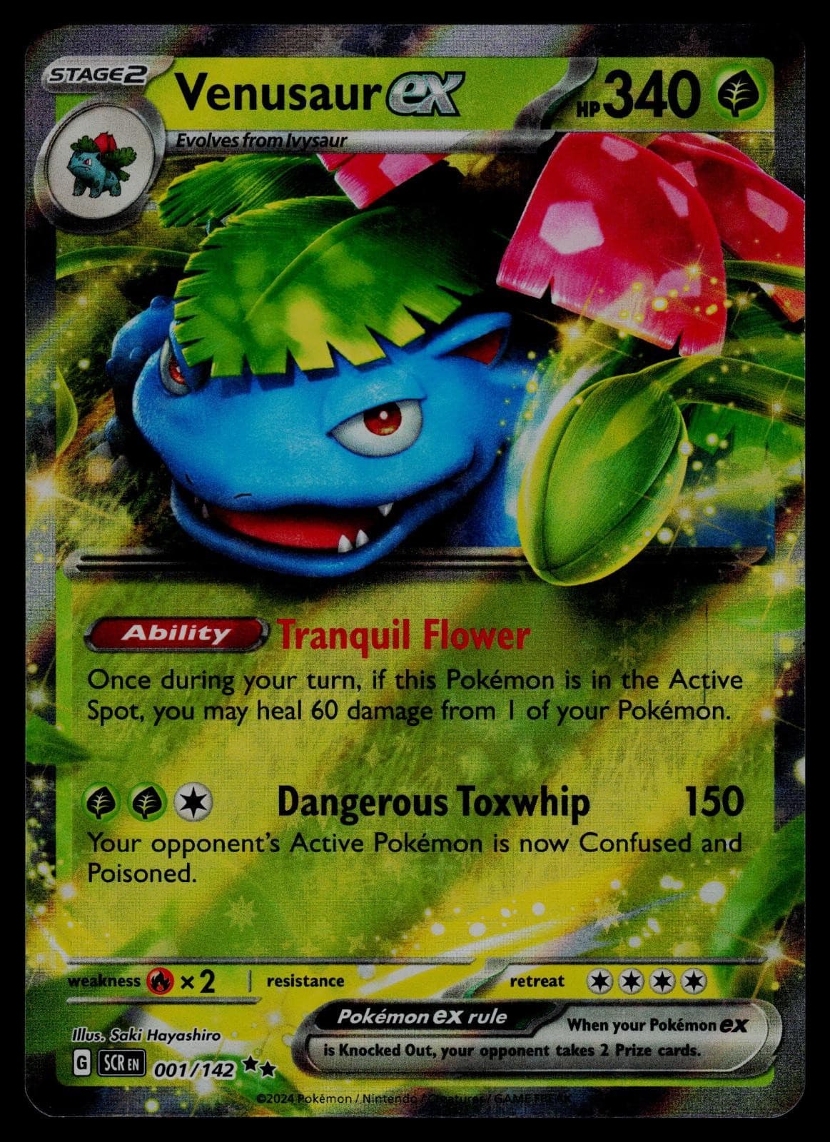Venusaur ex 1/142 Double Rare Stellar Crown Pokemon Holo Near Mint