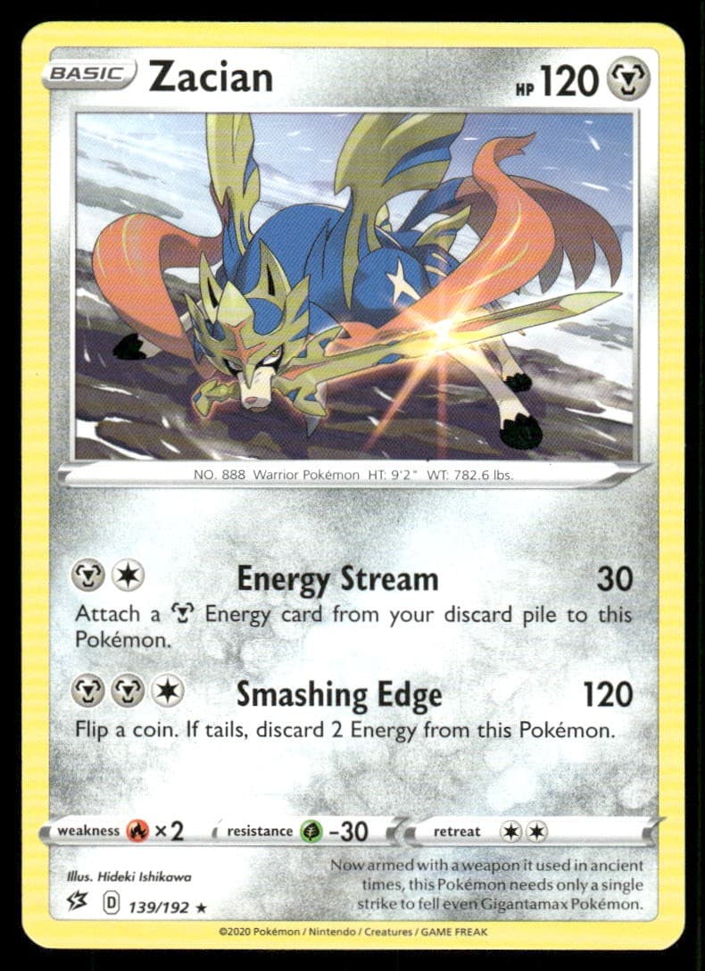 Zacian 139/192 Rare Rebel Clash Pokemon Lightly Played