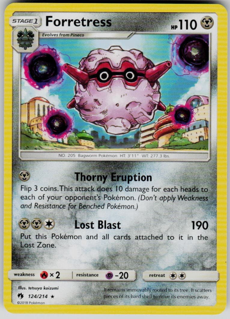 FORRETRESS 124/214 RARE LOST THUNDER POKEMON MODERATELY PLAYED
