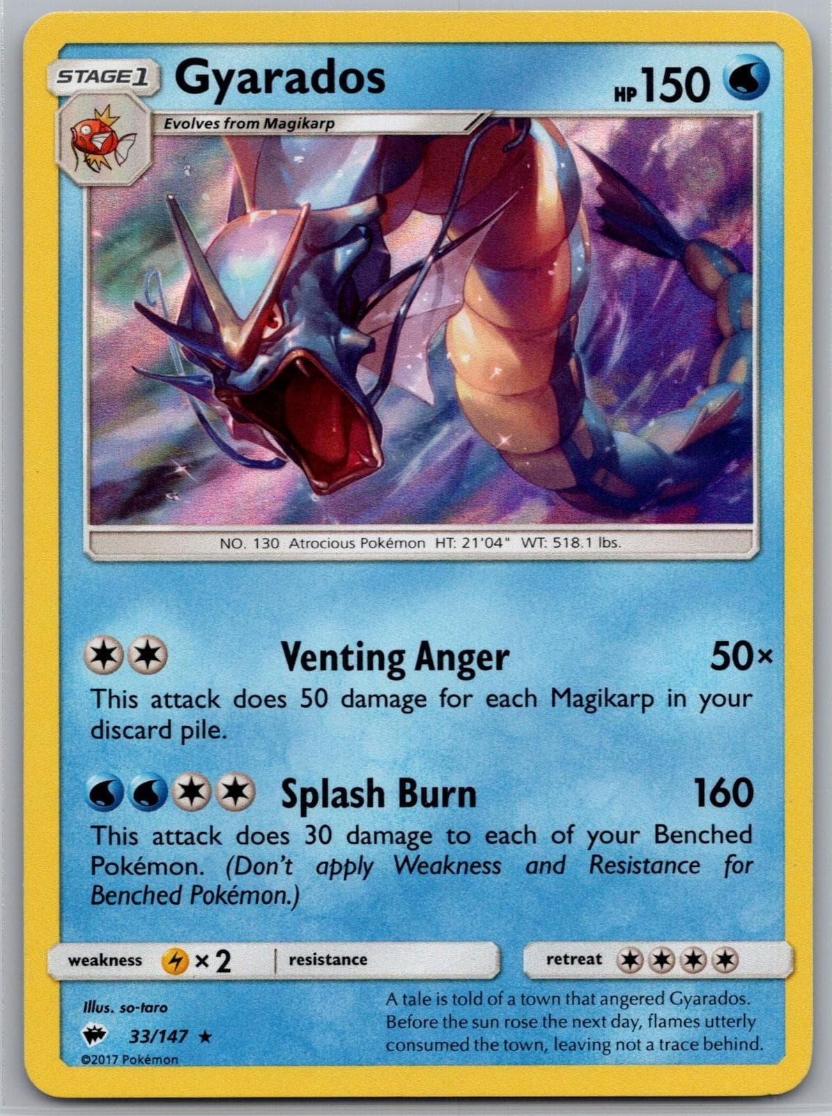 Gyarados 33/147 Holo Rare Burning Shadows Pokemon Lightly Played