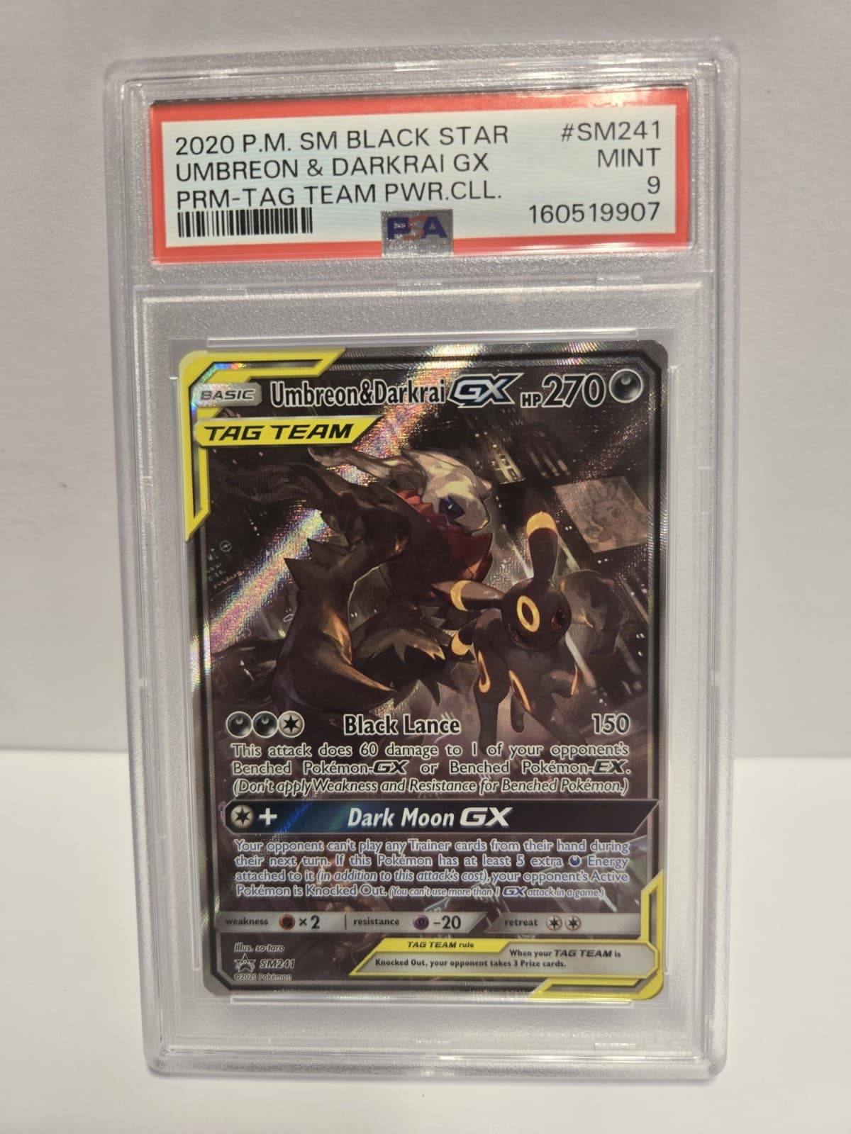 Umbreon & Darkrai GX SM241 Tag Team PSA 9 Mint Sun & Moon Promo Pokemon
