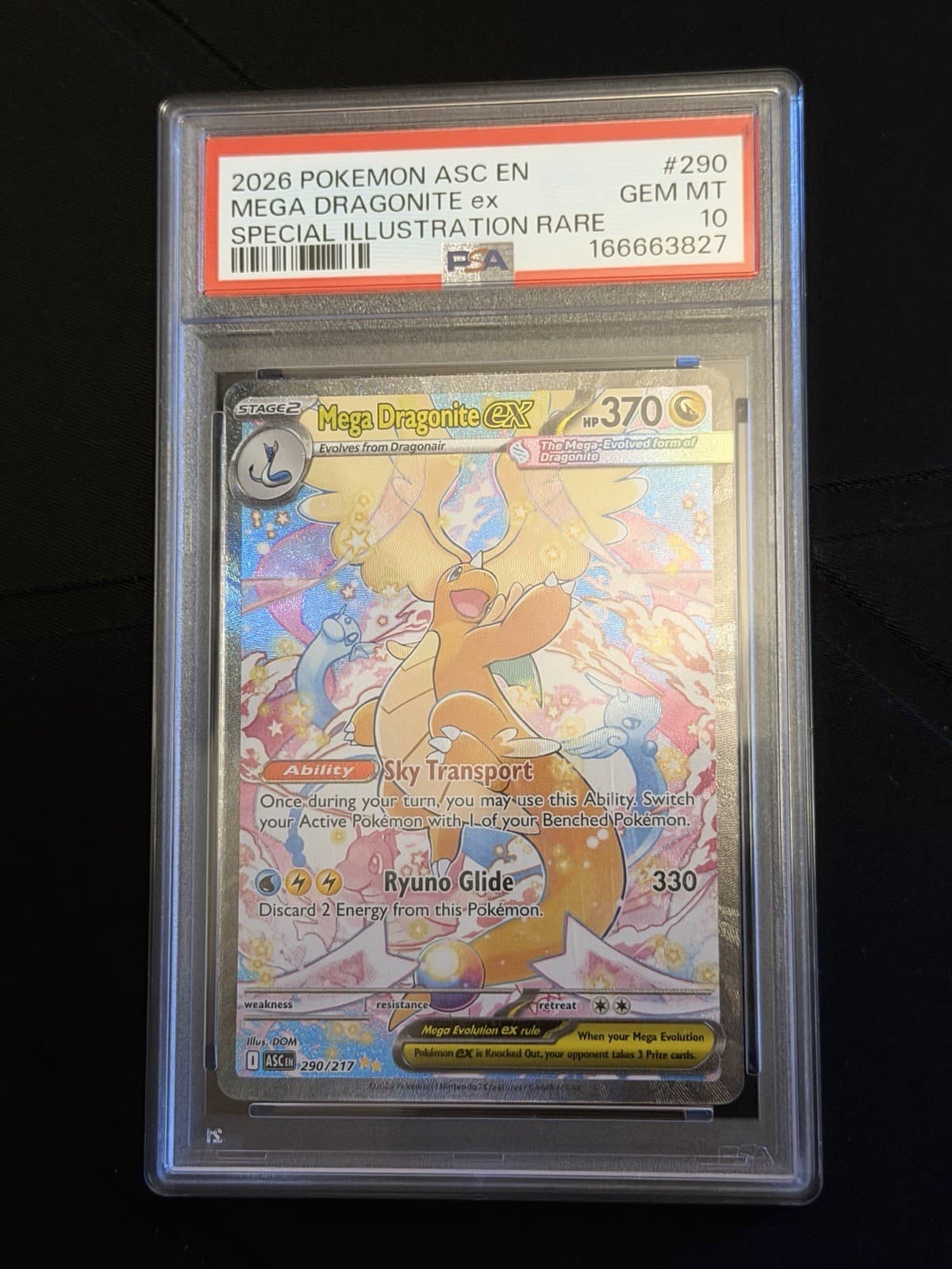 Pokemon Mega Dragonite ex 290/217 Ascended Heroes SIR Holo PSA 10 (2026)