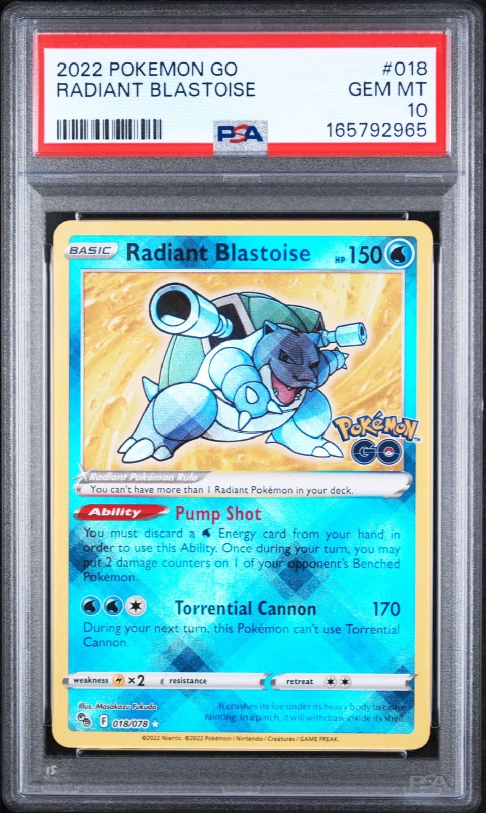 2022 Radiant Blastoise Pokemon GO 018/078 Holo Gem Mint PSA 10 GEM MINT QTY