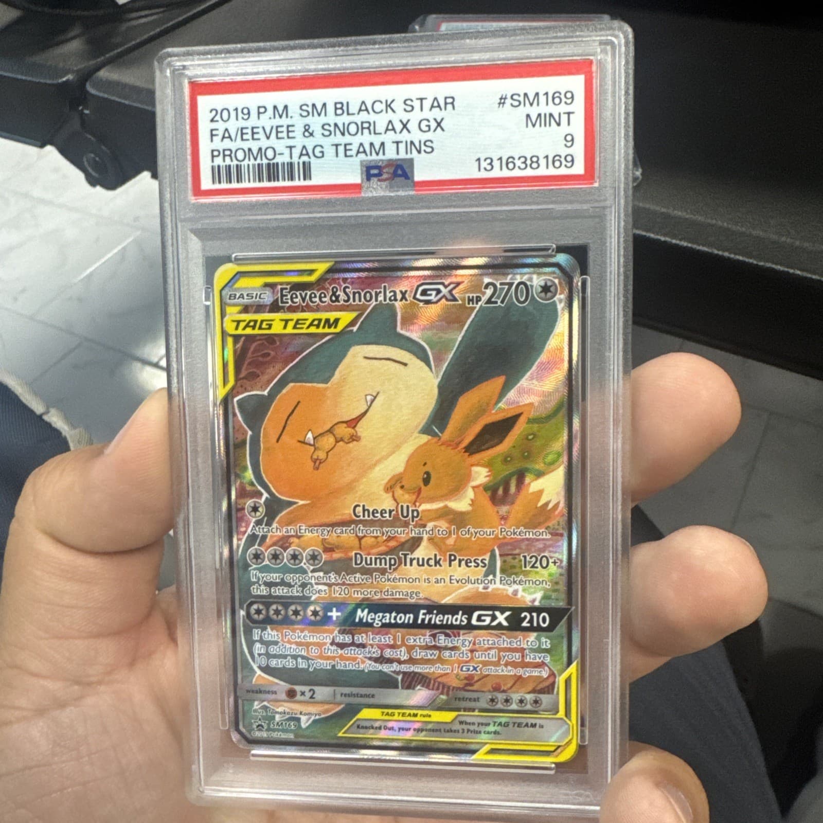 Eevee & Snorlax GX SM169 Holo PSA 9 Sun and Moon Black Star Promo Pokémon 