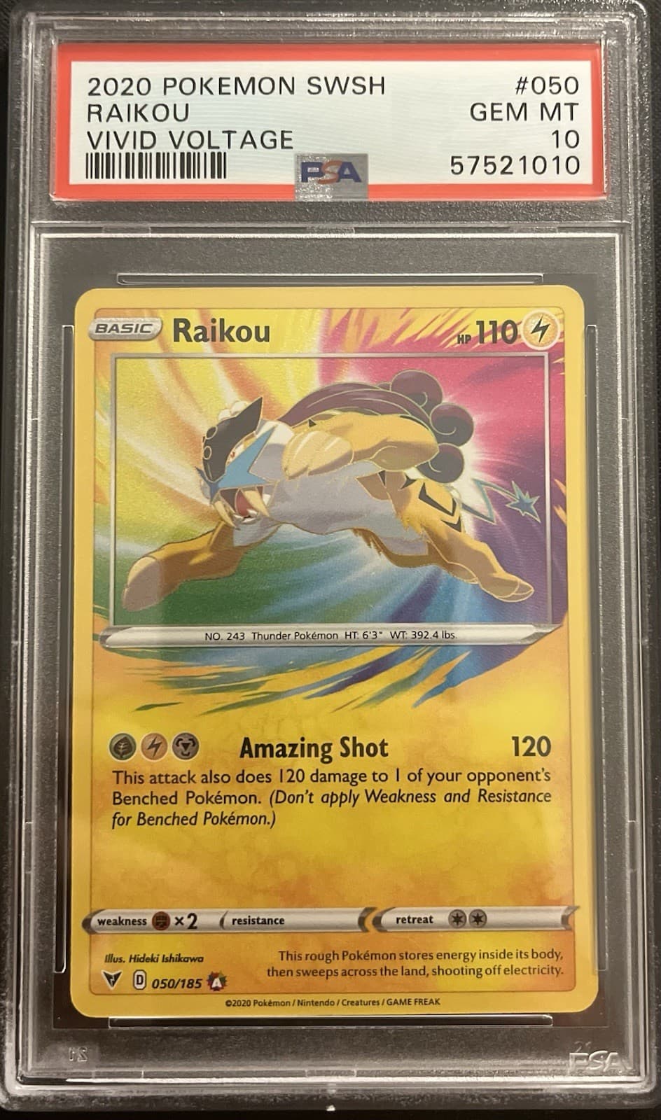 Pokemon TCG Raikou Amazing Rare Card PSA 10 050/185