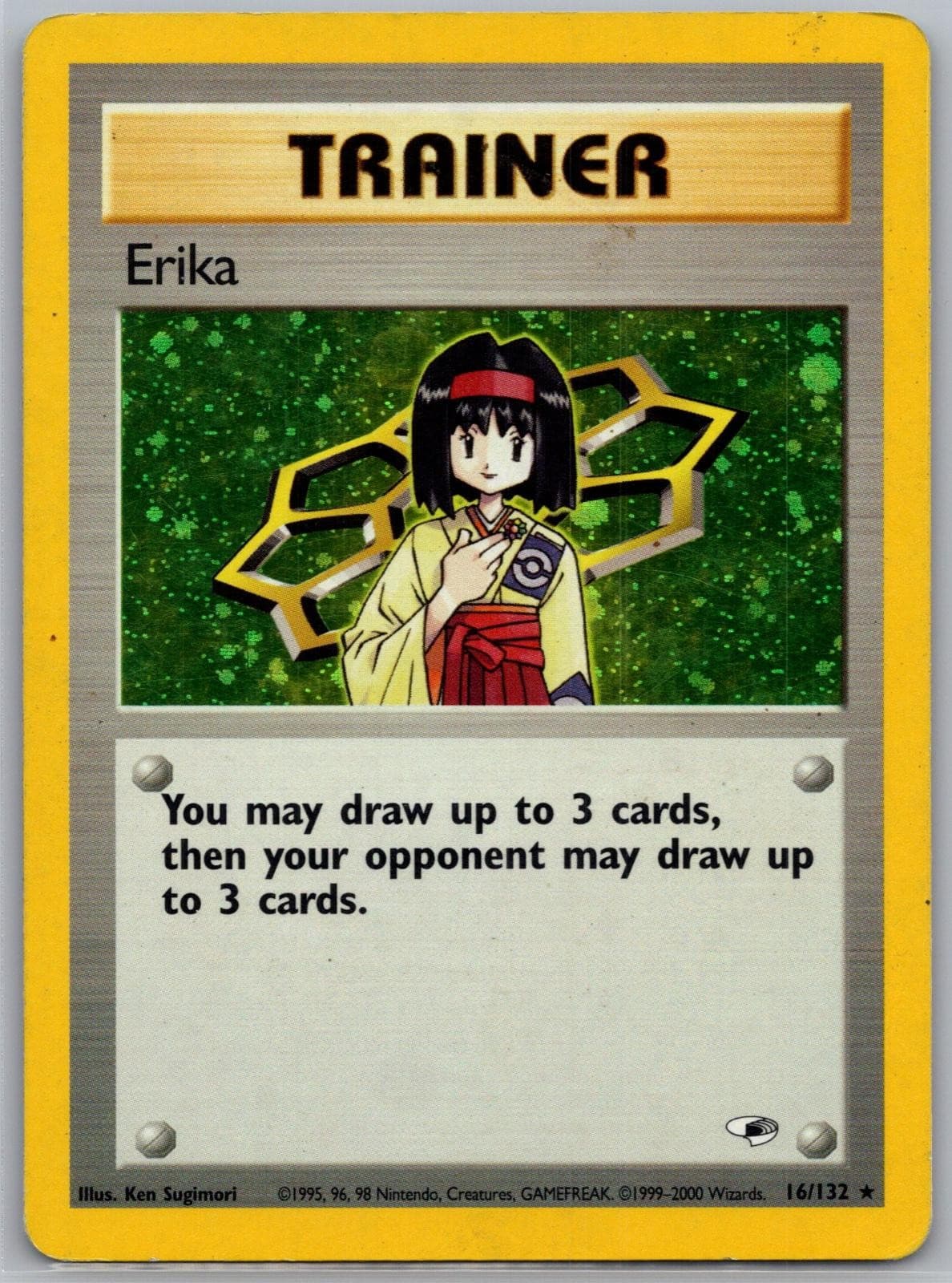 Erika 16/132 Rare Gym Heroes Pokemon Unlimited Holo Heavily Played