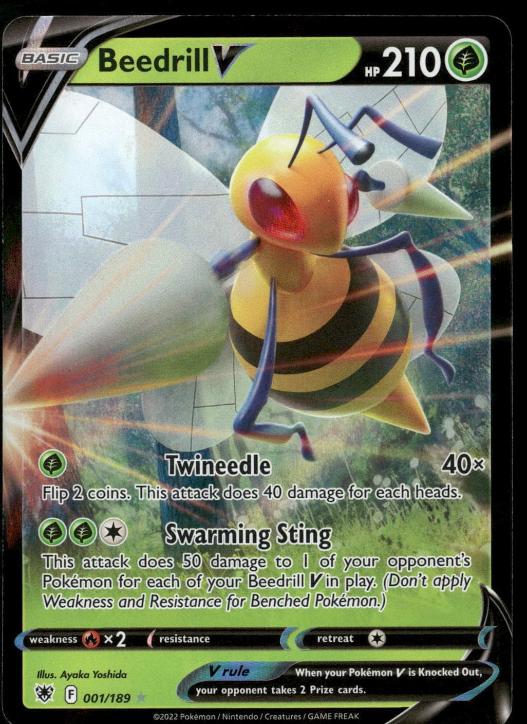 Beedrill V 001/189 Holo V Rare Astral Radiance Pokemon NM/M