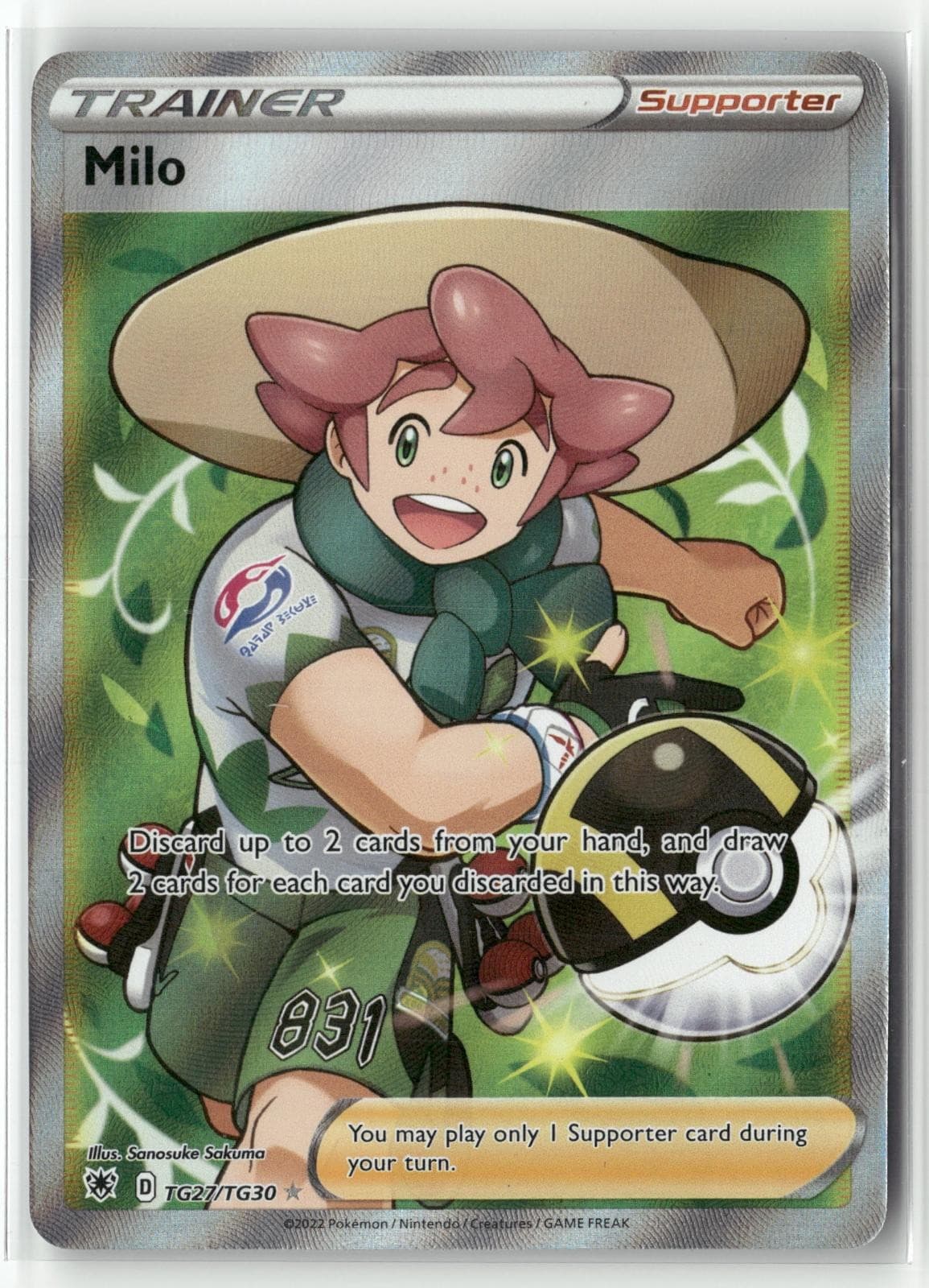 Milo TG27/TG30 Ultra Rare Astral Radiance Trainer Gallery Pokemon Holo NM