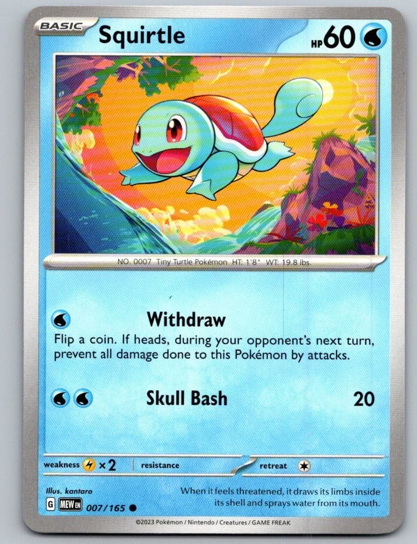 Pokemon TCG 151 - Squirtle 007/165 Common NM
