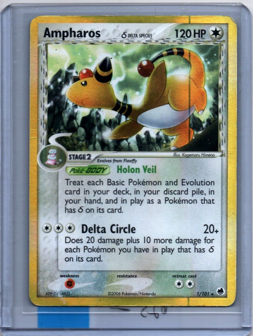 2006 Pokemon - Ampharos - 1/101 - Holo - Dragon Frontiers - MP