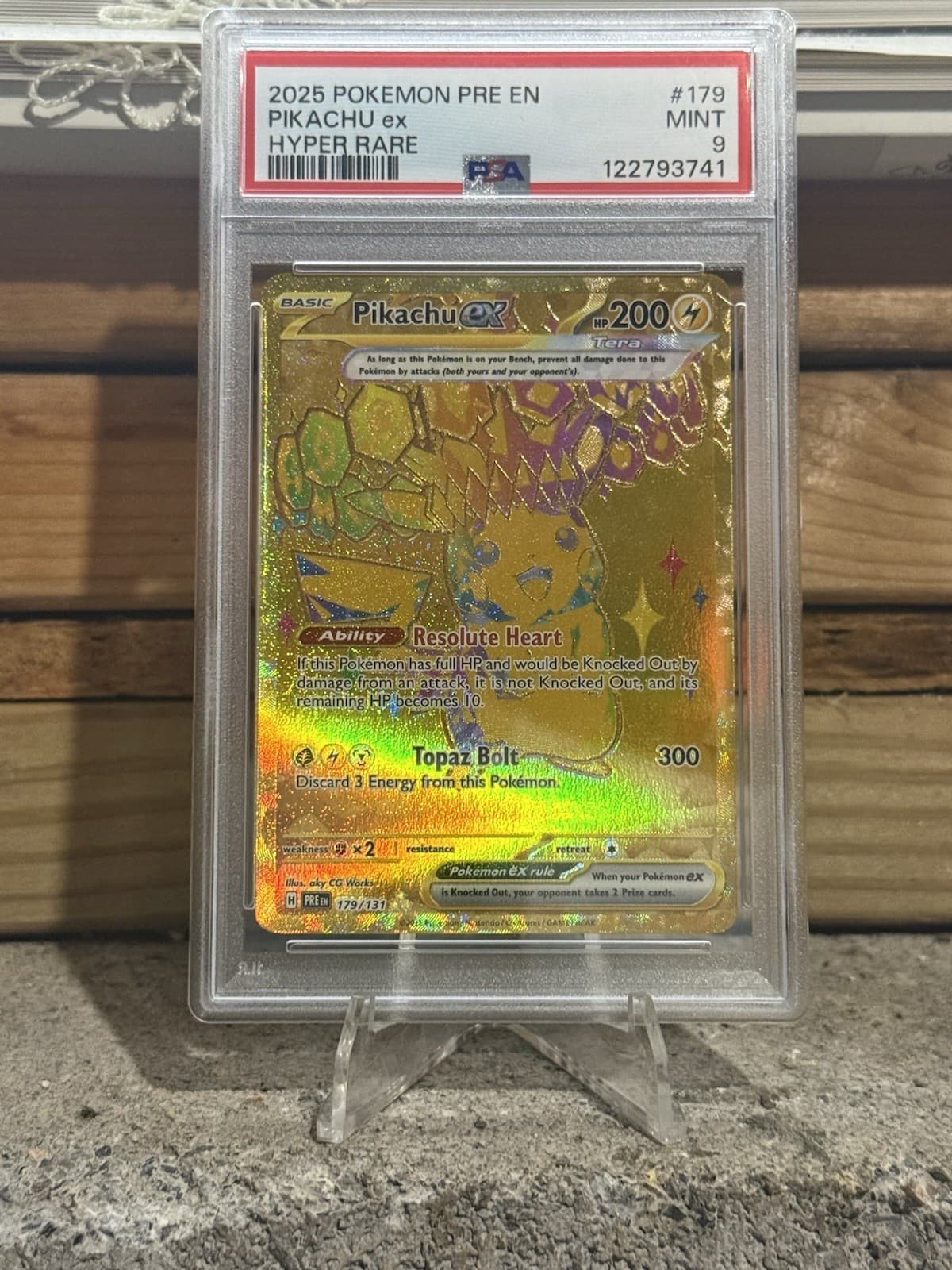 2025 Pokemon Prismatic Evolutions Pikachu ex 179/131 Hyper Rare Gold PSA 9 MINT