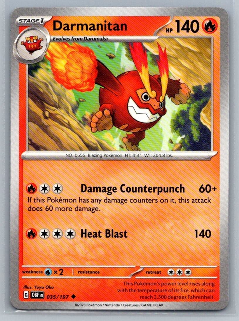 Darmanitan 35/197 Obsidian Flames Uncommon Pokémon TCG 2023