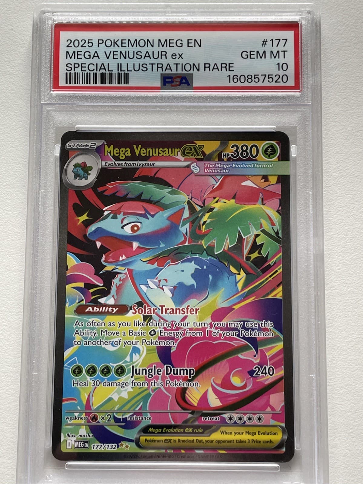 Pokemon TCG Mega Venusaur ex 177/132 ME01 SIR Holo ENG PSA 10