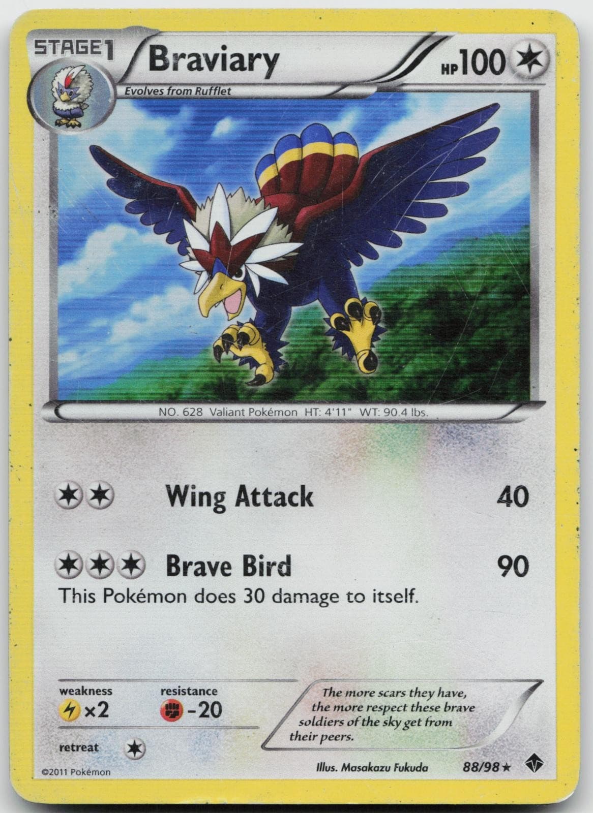 Braviary 88/98 Holo Rare Emerging Powers Pokemon Moderately Played