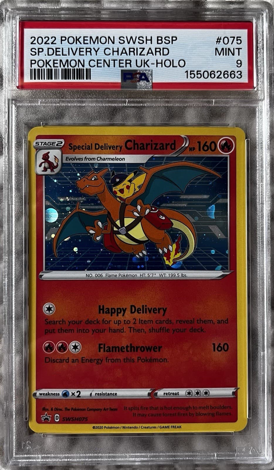 PSA 9 Special Delivery Charizard #SWSH075 - Pokemon Center Promo Pokemon Card