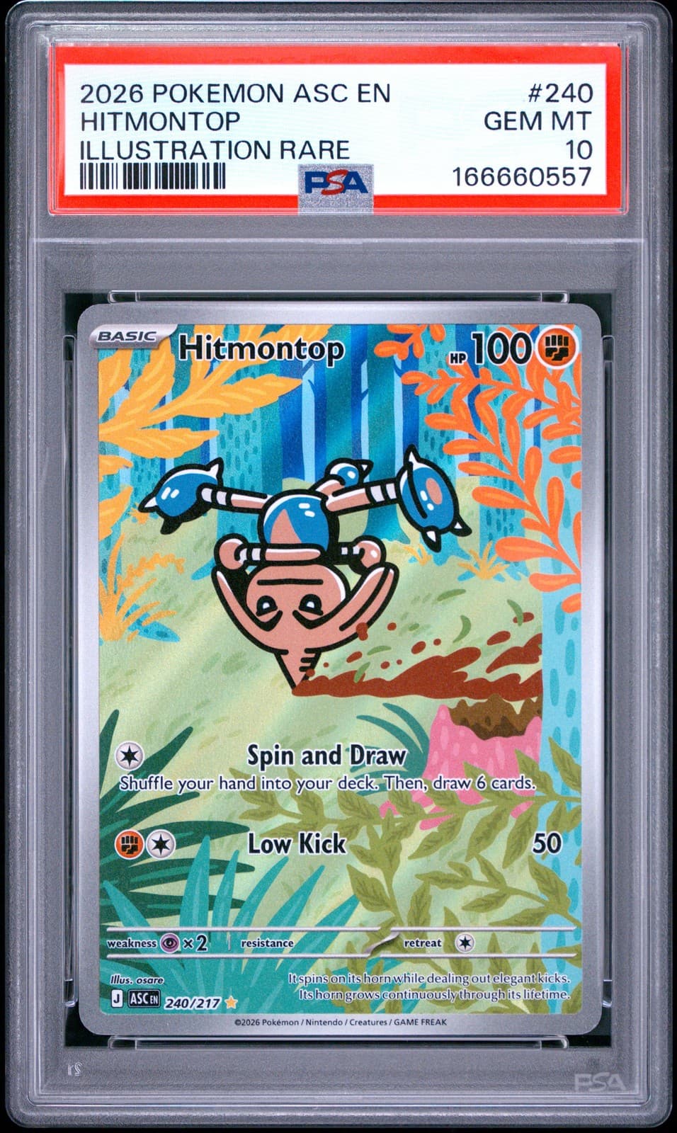 2026 POKEMON ASC EN-ASCENDED HEROES ILLUSTRATION RARE #240 HITMONTOP PSA 10