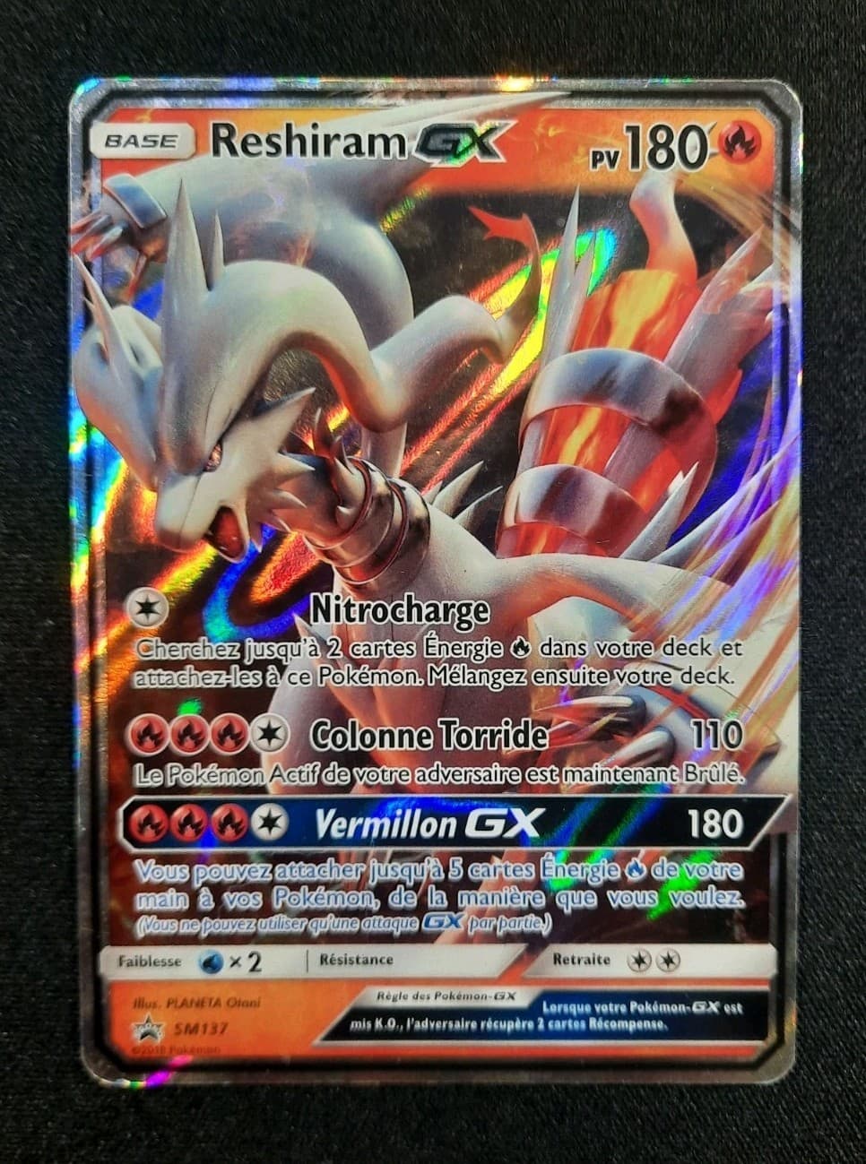 Carte Pokémon : Reshiram GX Ultra Rare 2018 Soleil & Lune SM137 GD 🇲🇫