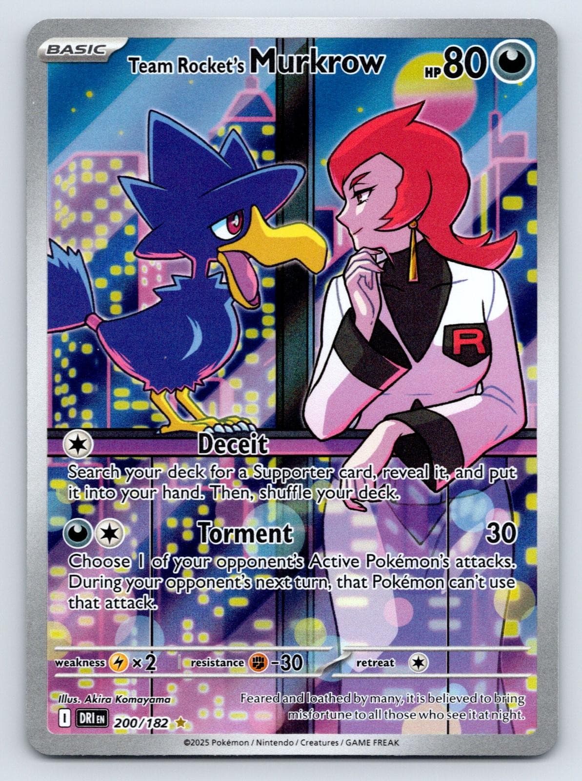 Team Rocket's Murkrow 200/182 IR Holo Destined Rivals Pokemon NM