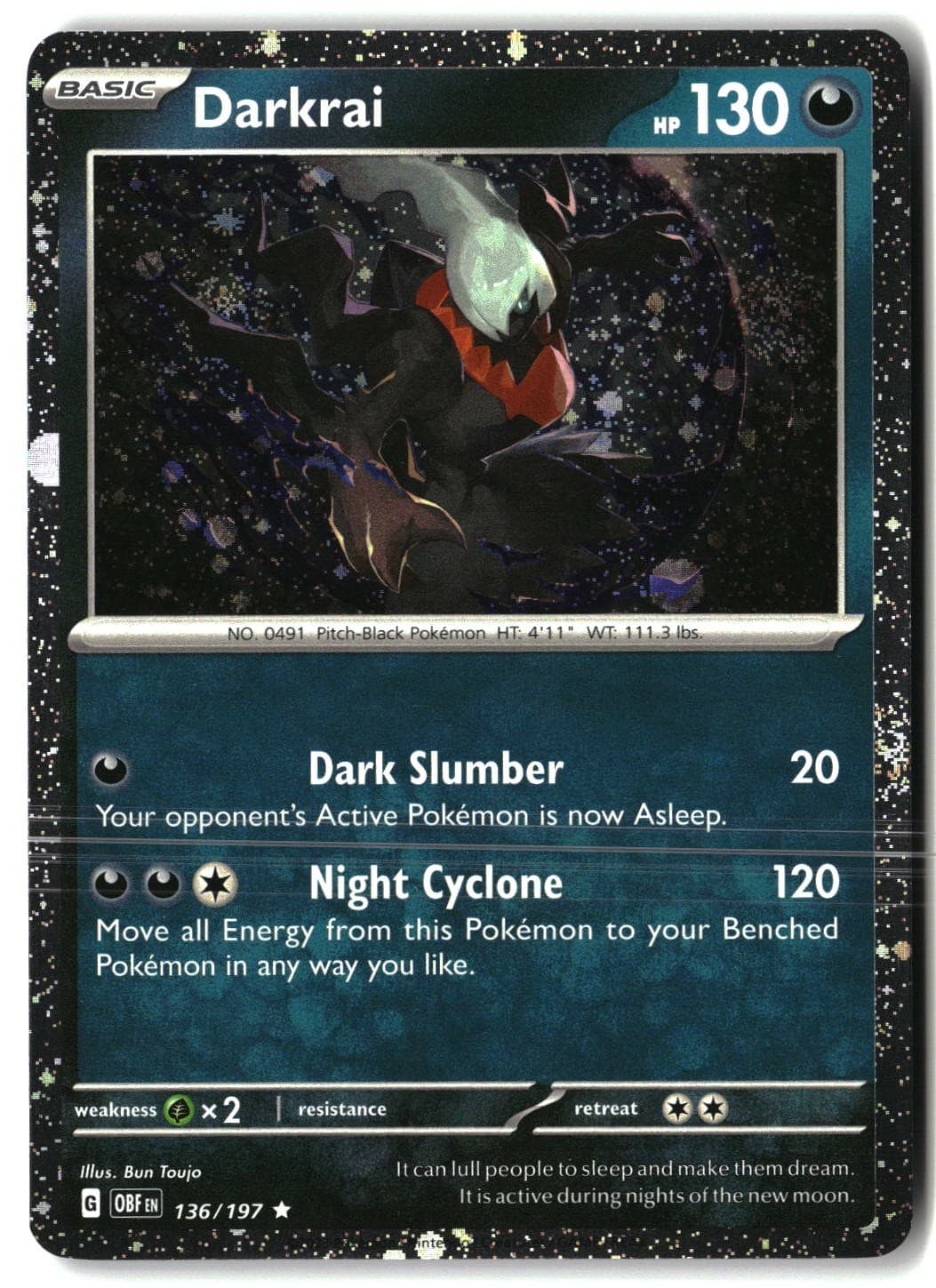 Darkrai 136/197 Rare Obsidian Flames Pokemon Holo Near Mint
