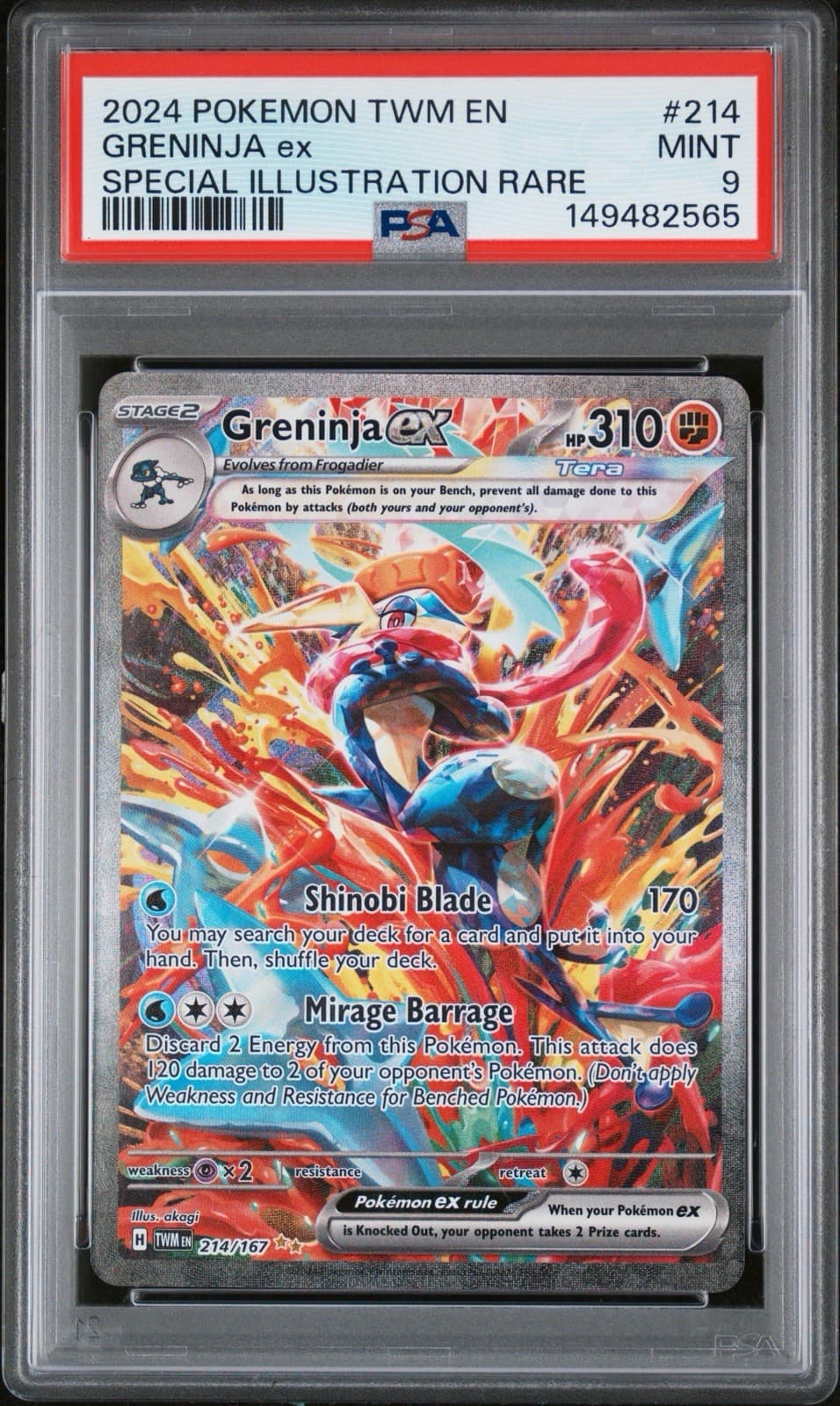 Pokemon TCG Greninja ex 214/167! Twilight Masquerade! PSA 9 Mint