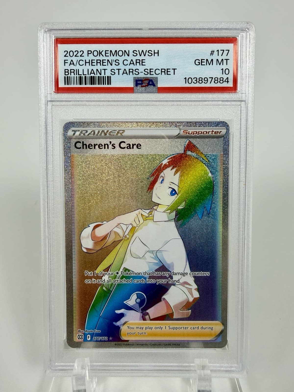 Cheren's Care 177/172 Swsh: Brilliant Stars - Secret Holo PSA 10