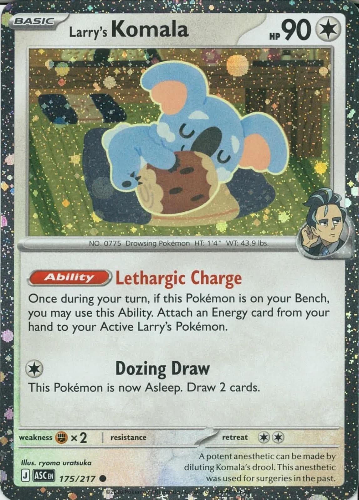 LARRY'S KOMALA 175/217 ASCENDED HEROES POKEMON PROMO (COSMO HOLO, NM)